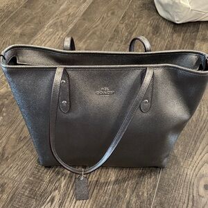 Coach Dark Gray Leather Tote